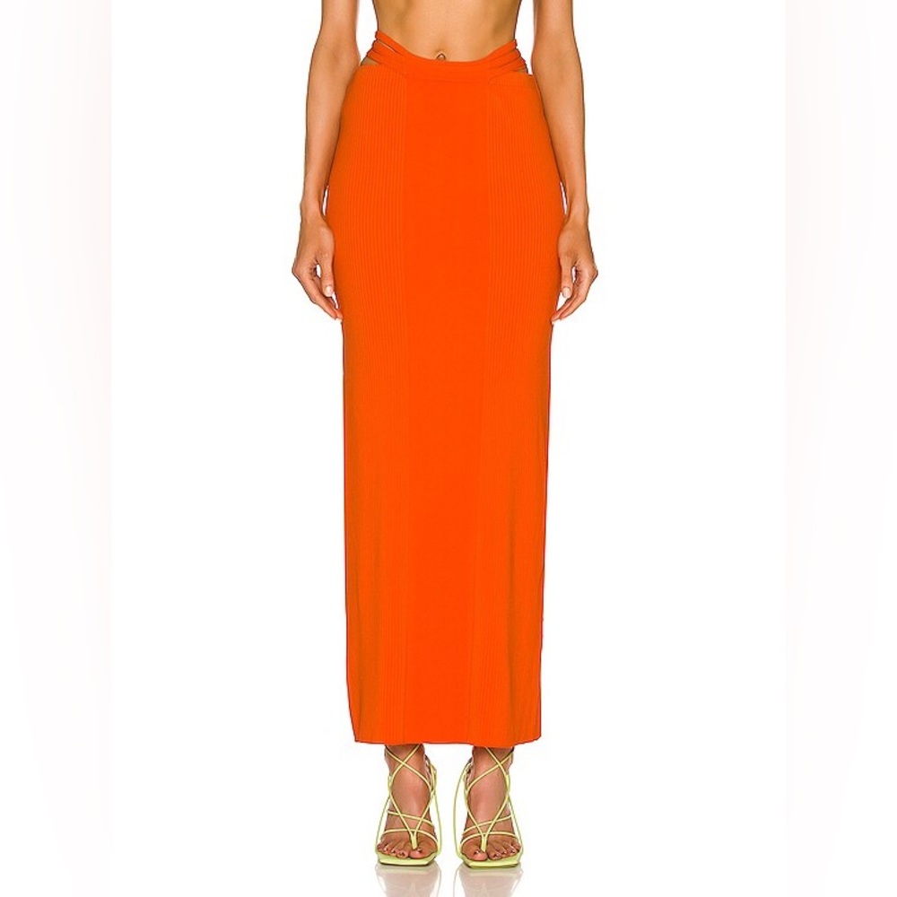 CHRISTOPHER ESBER Variegated Rib Knit Skirt color: carrot, worn once